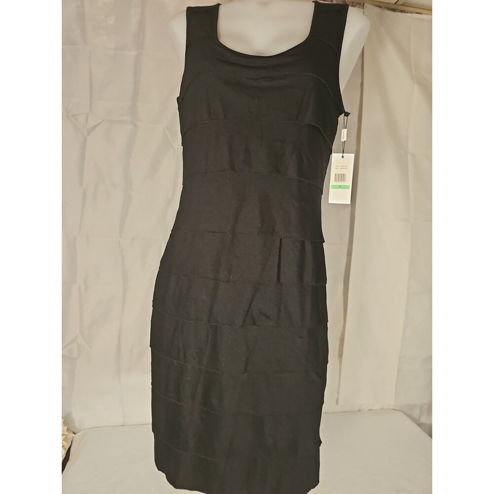 NWT Calvin Klein Black Ruffle Sleeveless Dress 8